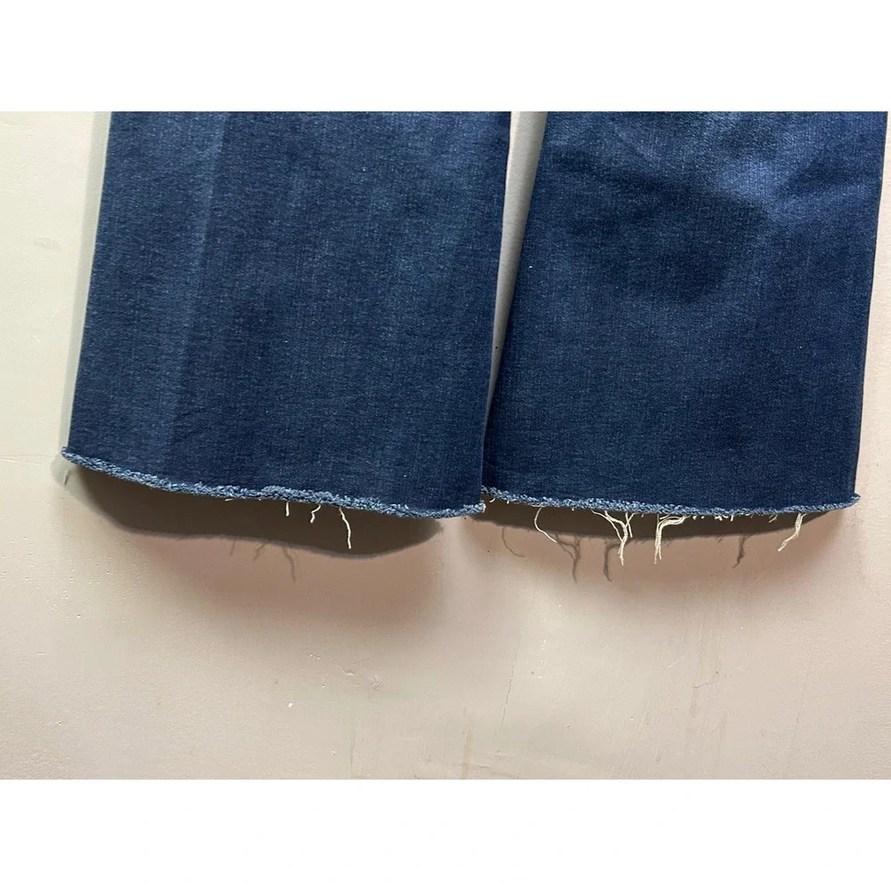 Express Jeans Womens Medium Short '70s Flare Mid Rise Ultra Hyper Stretch Raw - Picture 7 of 9